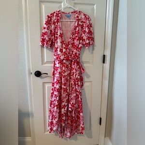 Draper James Red and White Floral Midi Dress